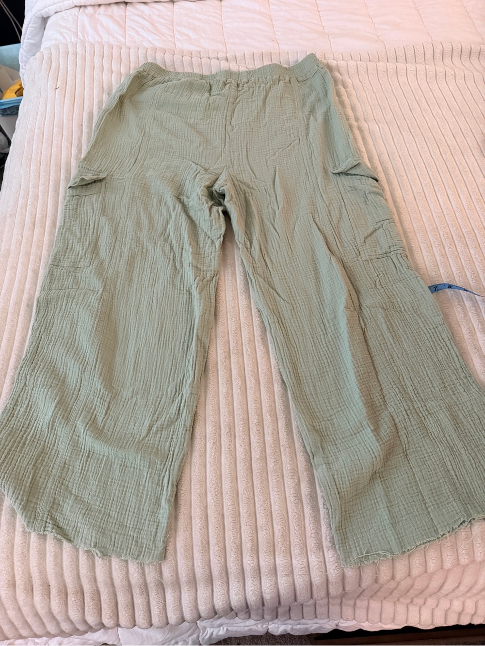Japna Sage Green Wide-Leg Crinkle Lounge Set - Picture 11 of 12